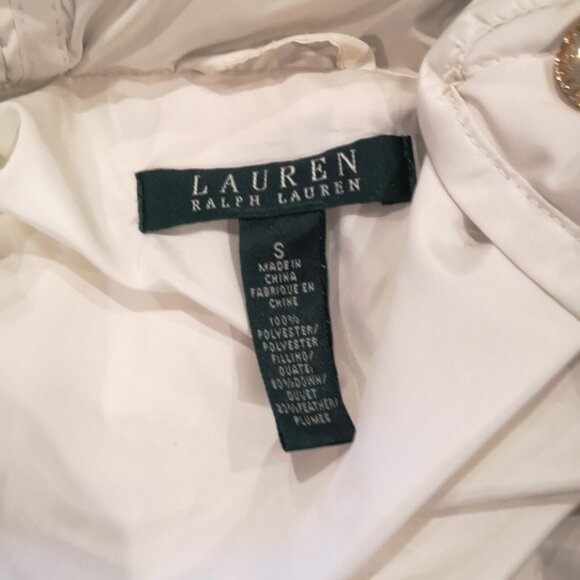 Lauren Ralph Lauren Women's Hooded Puffer Belted Down Jacket Coat Cream Sz Small - Picture 2 of 16